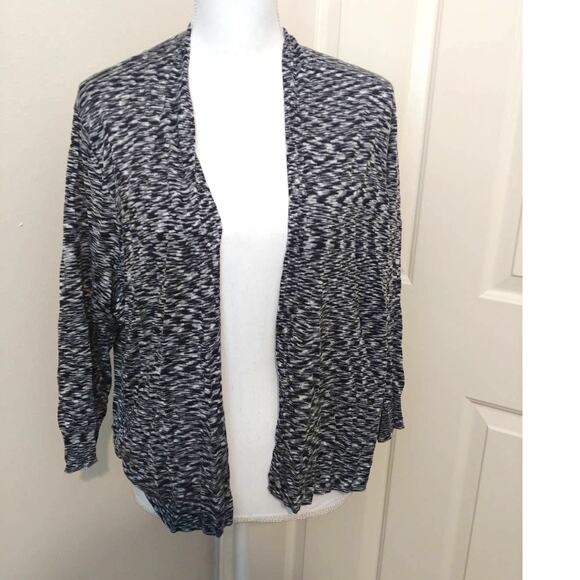 Worthington Cardigan Sweater Open Front Black/White XL - Picture 1 of 4